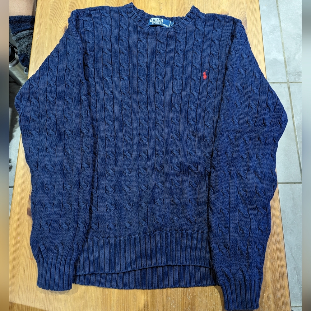 Polo vintage blue cable knit sweater